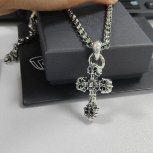 Chrome Hearts Necklace FILIGREE CROSS PENDANT Necklace WITH BAIL 925 Sliver
